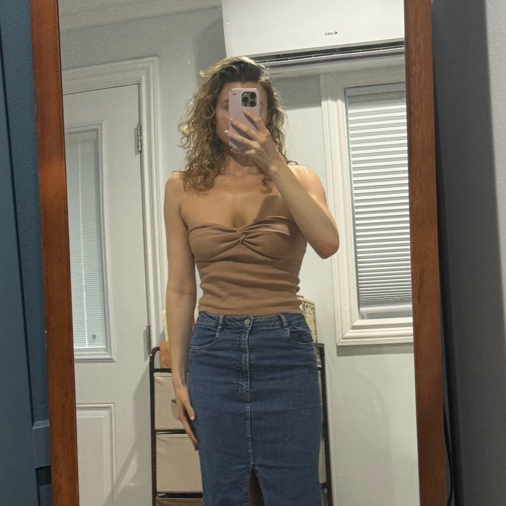 Khaki Strapless Top